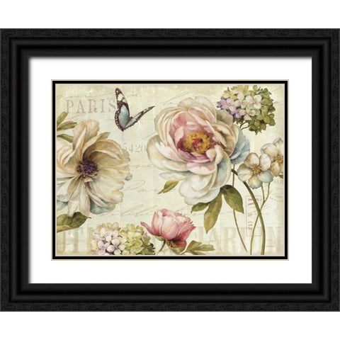 Marche de Fleurs IV Black Ornate Wood Framed Art Print with Double Matting by Audit, Lisa