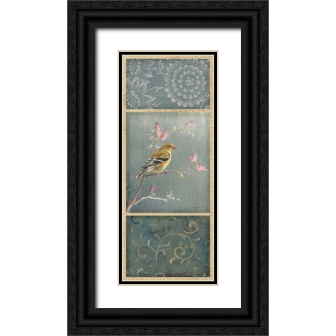 Female Goldfinch - Wag Black Ornate Wood Framed Art Print with Double Matting by Nai, Danhui