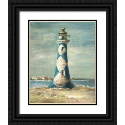 Lighthouse IV Black Ornate Wood Framed Art Print with Double Matting by Nai, Danhui
