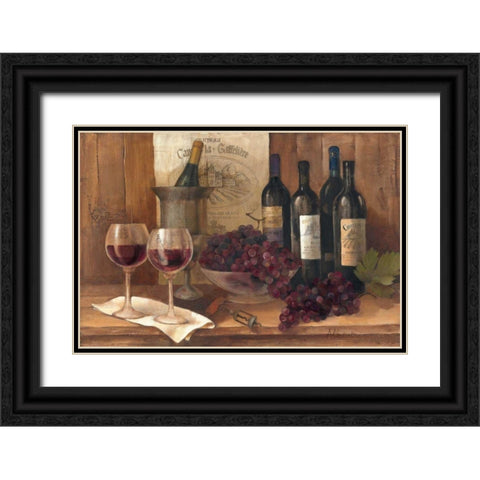 Vintage Wine Black Ornate Wood Framed Art Print with Double Matting by Hristova, Albena