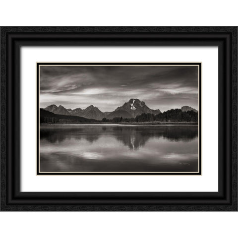 Oxbow Bend Sunrise Black Ornate Wood Framed Art Print with Double Matting by Majchrowicz, Alan