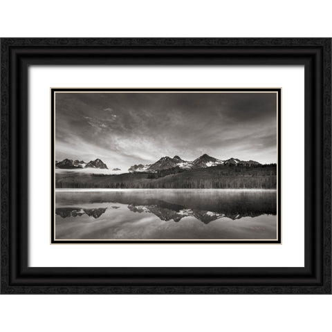 Little Redfish Lake at Sunrise Black Ornate Wood Framed Art Print with Double Matting by Majchrowicz, Alan