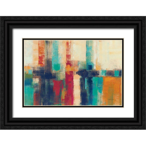 Bright Aqua Horizon Crop Black Ornate Wood Framed Art Print with Double Matting by Vassileva, Silvia