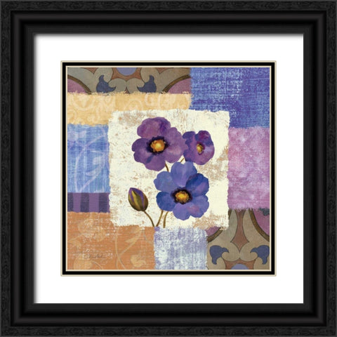 Tiled Poppies II - Purple Black Ornate Wood Framed Art Print with Double Matting by Vassileva, Silvia