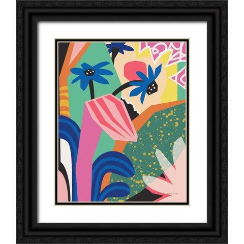 Blue Daisies Black Ornate Wood Framed Art Print with Double Matting by Gallagher, Megan