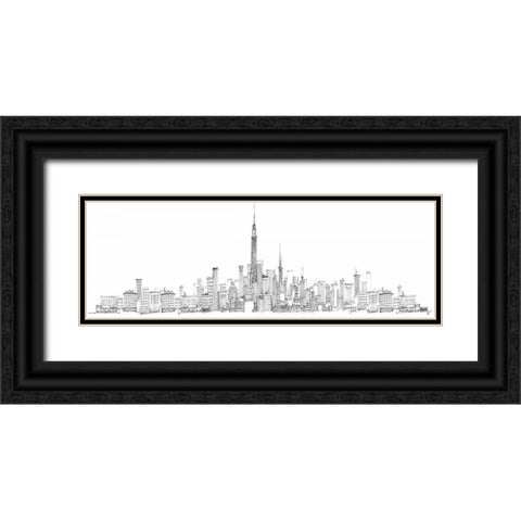 New York Skyline Black Ornate Wood Framed Art Print with Double Matting by Tillmon, Avery