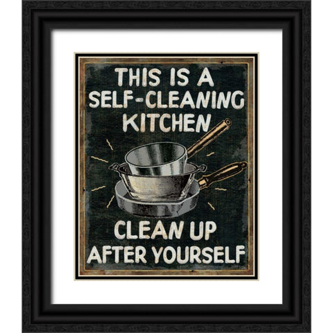 Self Cleaning Kitchen Black Ornate Wood Framed Art Print with Double Matting by Pela Studio