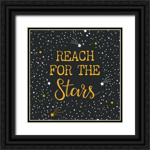 Reach for the Stars Charcoal Sq Black Ornate Wood Framed Art Print with Double Matting by Panganiban, Karyn
