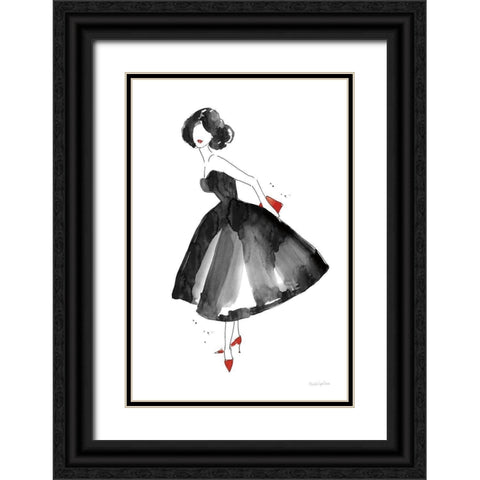 Fashion Debutante with Red Black Ornate Wood Framed Art Print with Double Matting by Charro, Mercedes Lopez