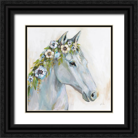 Lovely I Blue Flowers Black Ornate Wood Framed Art Print with Double Matting by Vertentes, Jeanette