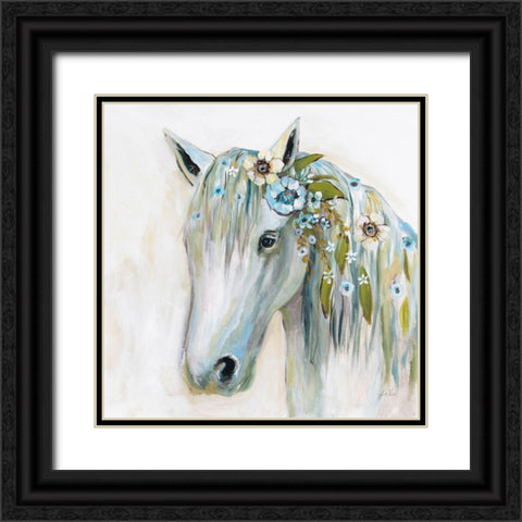 Lovely II Blue Flowers Black Ornate Wood Framed Art Print with Double Matting by Vertentes, Jeanette