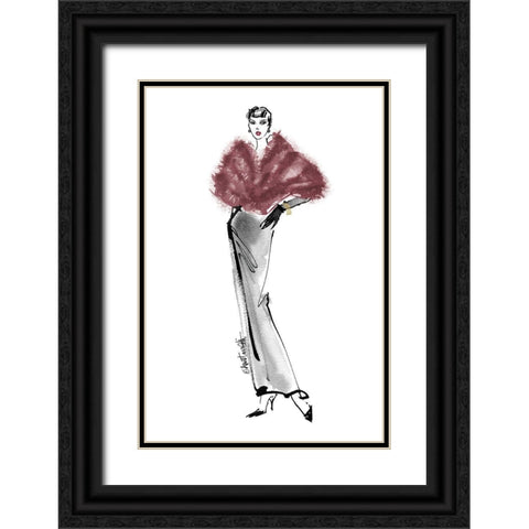 Fifties Fashion I v2 Plum Black Ornate Wood Framed Art Print with Double Matting by Tavoletti, Anne