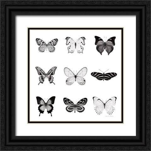 BW Butterfly Chart Black Ornate Wood Framed Art Print with Double Matting by Van Swearingen, Debra