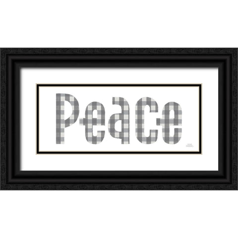 Retro Holiday Peace Gray Black Ornate Wood Framed Art Print with Double Matting by Marshall, Laura