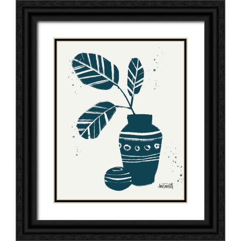 Monochrome Blue Botanical Sketches VIII Black Ornate Wood Framed Art Print with Double Matting by Tavoletti, Anne