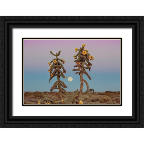 Desert Moonrise Black Ornate Wood Framed Art Print with Double Matting by Larson, Nathan