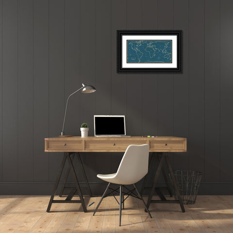 Sketch Map II Blue Black Ornate Wood Framed Art Print with Double Matting by Schlabach, Sue