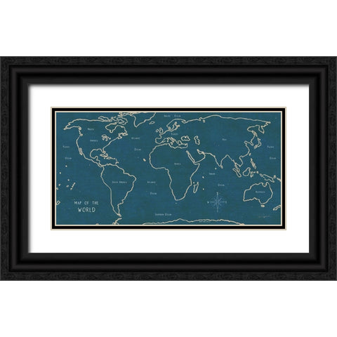 Sketch Map II Blue Black Ornate Wood Framed Art Print with Double Matting by Schlabach, Sue
