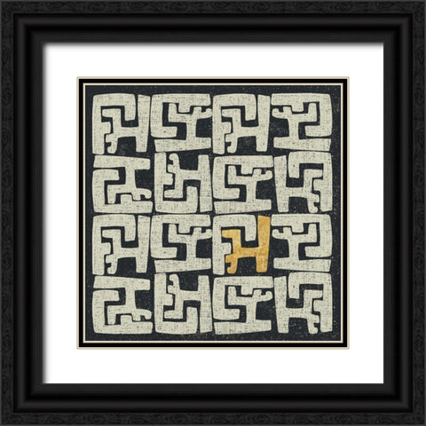 Kuba Play II Gold Black Ornate Wood Framed Art Print with Double Matting by Warrick, Cheryl