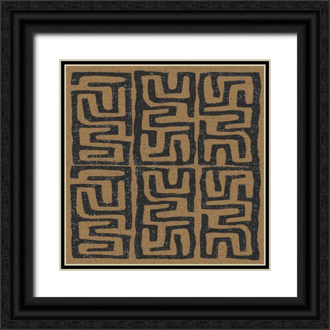 Kuba Play III Brown Black Ornate Wood Framed Art Print with Double Matting by Warrick, Cheryl