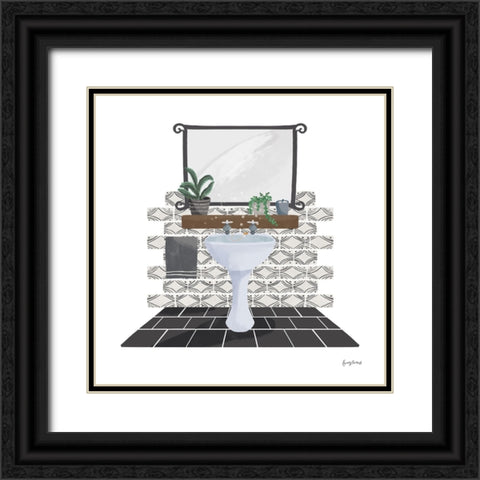 Relaxing Bathroom I Dark Black Ornate Wood Framed Art Print with Double Matting by Thorns, Becky