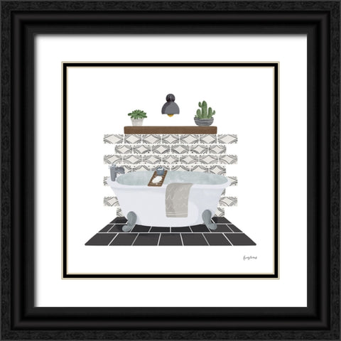 Relaxing Bathroom II Dark Black Ornate Wood Framed Art Print with Double Matting by Thorns, Becky