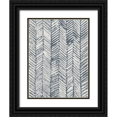 Maki Tile Panel I Crop II Blue Black Ornate Wood Framed Art Print with Double Matting by Lovell, Kathrine
