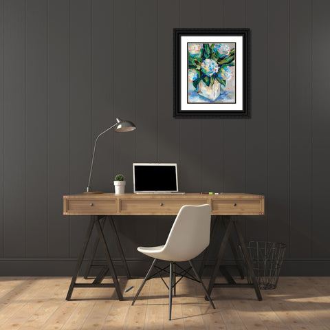White Wash Black Ornate Wood Framed Art Print with Double Matting by Vertentes, Jeanette