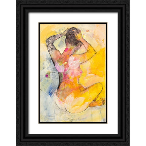 Floral Figures I Black Ornate Wood Framed Art Print with Double Matting by Hristova, Albena