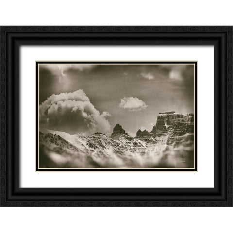 Sepia Peaks Black Ornate Wood Framed Art Print with Double Matting by Larson, Nathan