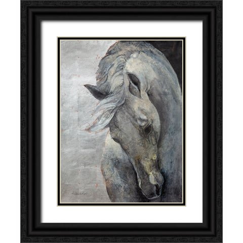 Shy Grey Black Ornate Wood Framed Art Print with Double Matting by Hristova, Albena