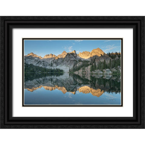 Alice Lake Sawtooh Mountains Idaho Black Ornate Wood Framed Art Print with Double Matting by Majchrowicz, Alan