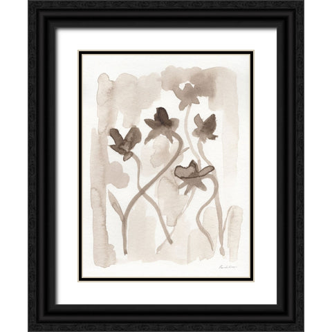 Sepia Florals III Black Ornate Wood Framed Art Print with Double Matting by Munger, Pamela