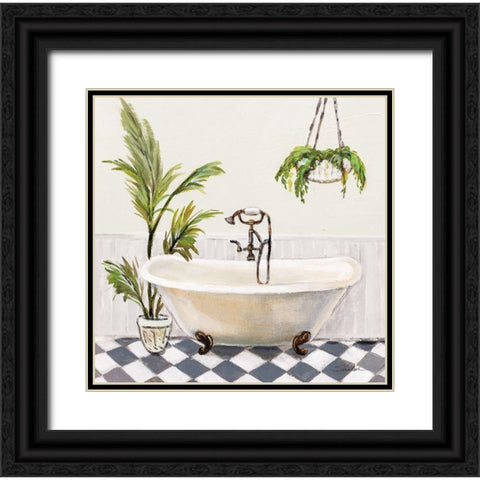 Crisp Cottage Bathroom I Black Ornate Wood Framed Art Print with Double Matting by Vassileva, Silvia