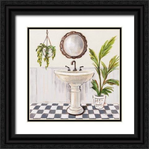 Gray Cottage Bathroom II Black Ornate Wood Framed Art Print with Double Matting by Vassileva, Silvia