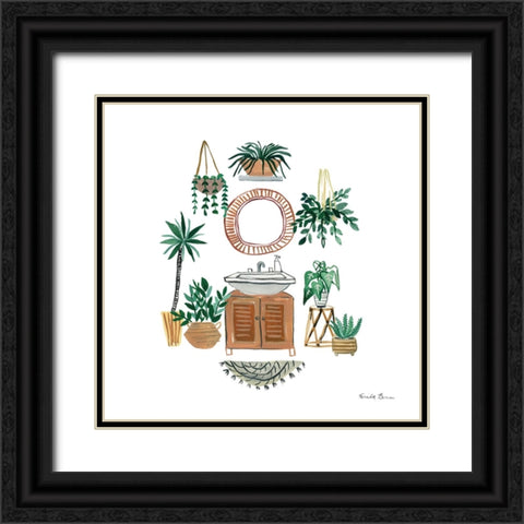 Boho Bathroom I Black Ornate Wood Framed Art Print with Double Matting by Zaman, Farida