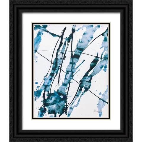 Abstract Splash Black Ornate Wood Framed Art Print with Double Matting by Hristova, Albena