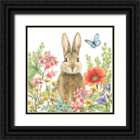 Garden Bunnies III Black Ornate Wood Framed Art Print with Double Matting by Trimbach, Leslie