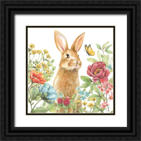 Garden Bunnies IV Black Ornate Wood Framed Art Print with Double Matting by Trimbach, Leslie