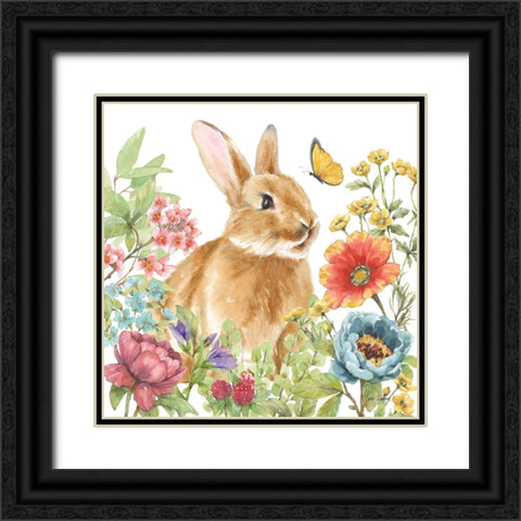 Garden Bunnies V Black Ornate Wood Framed Art Print with Double Matting by Trimbach, Leslie
