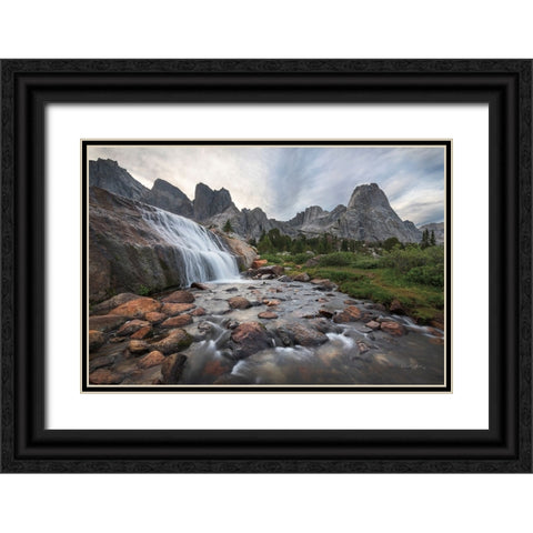 Cirque of the Towers Waterfall Black Ornate Wood Framed Art Print with Double Matting by Majchrowicz, Alan
