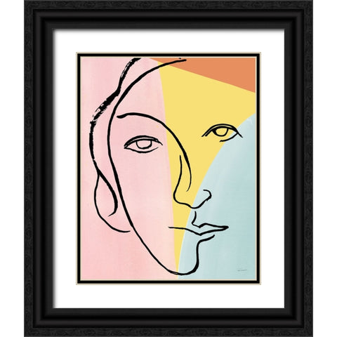 Ink Women V Colorblock Pastel Black Ornate Wood Framed Art Print with Double Matting by Schlabach, Sue