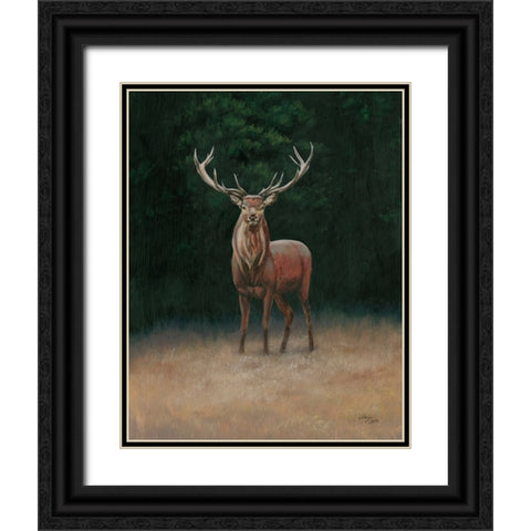 Stag Black Ornate Wood Framed Art Print with Double Matting by Wellington Studio