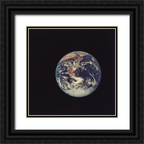 Full Disk Earth Black Ornate Wood Framed Art Print with Double Matting by Wild Apple Portfolio
