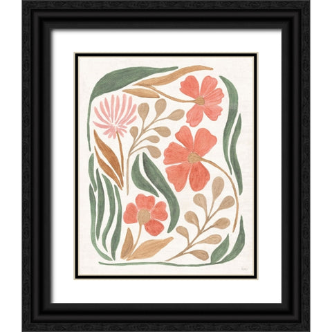 Floral Abstract I Black Ornate Wood Framed Art Print with Double Matting by Charron, Veronique