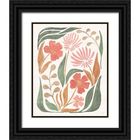 Floral Abstract II Black Ornate Wood Framed Art Print with Double Matting by Charron, Veronique