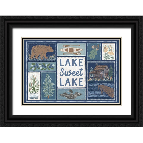 Lakeside Days VI Blue Black Ornate Wood Framed Art Print with Double Matting by Marshall, Laura