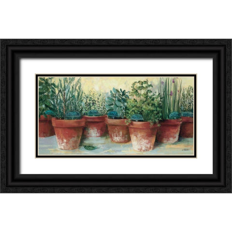 Potted Herbs II Black Ornate Wood Framed Art Print with Double Matting by Rowan, Carol