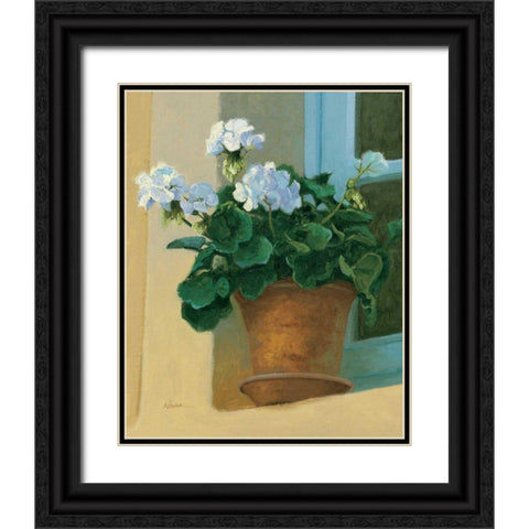 Creancey Geraniums I Black Ornate Wood Framed Art Print with Double Matting by Novak, Shirley