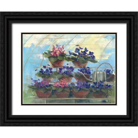 Violets Black Ornate Wood Framed Art Print with Double Matting by Rowan, Carol